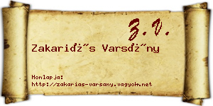 Zakariás Varsány névjegykártya